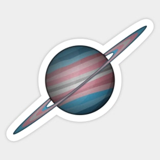 Planet and Rings in Transgender Pride Flag Colors Sticker